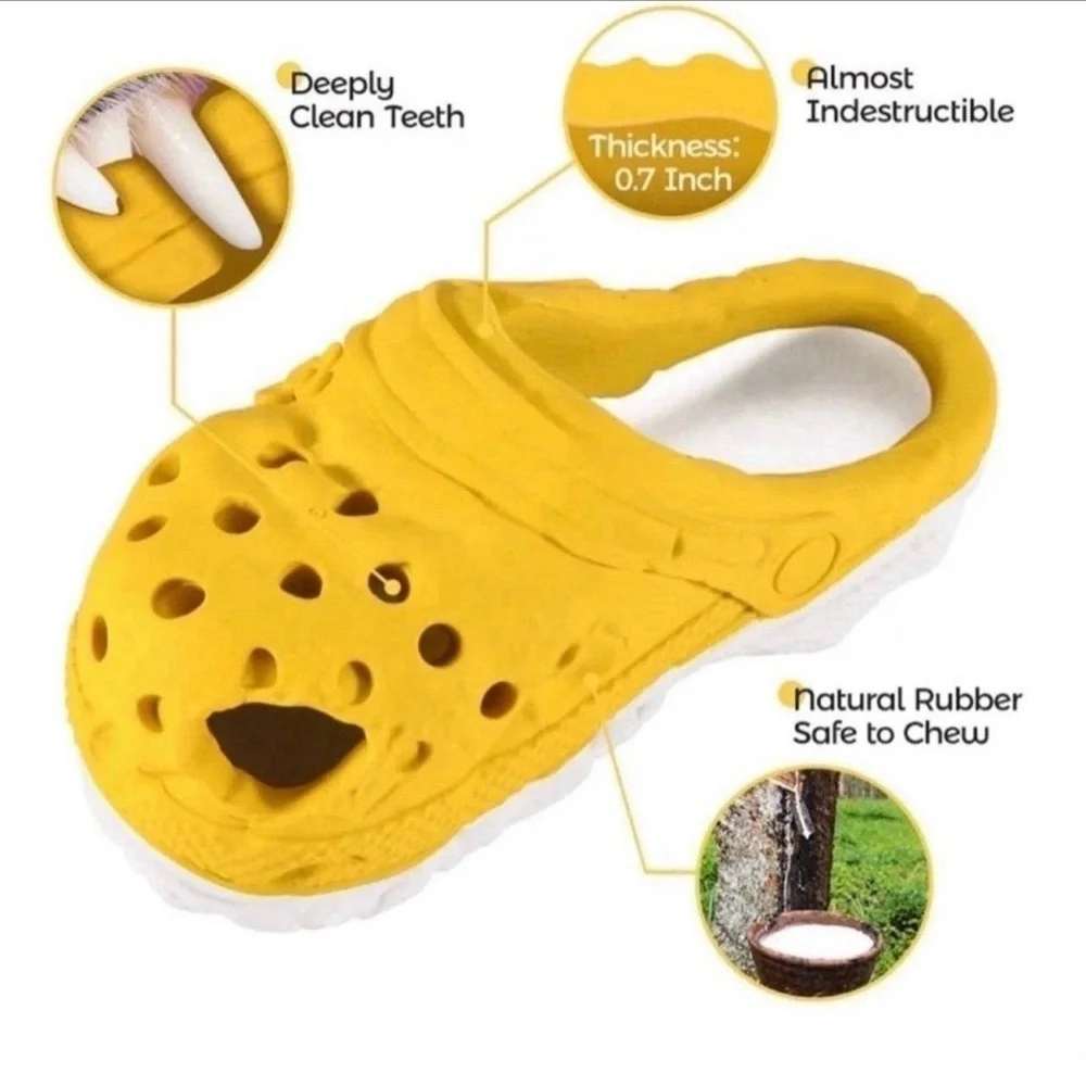 Large Blue Natural Rubber Dog Chew Toy Slipper | 6x3‎ in | Treat Dispenser